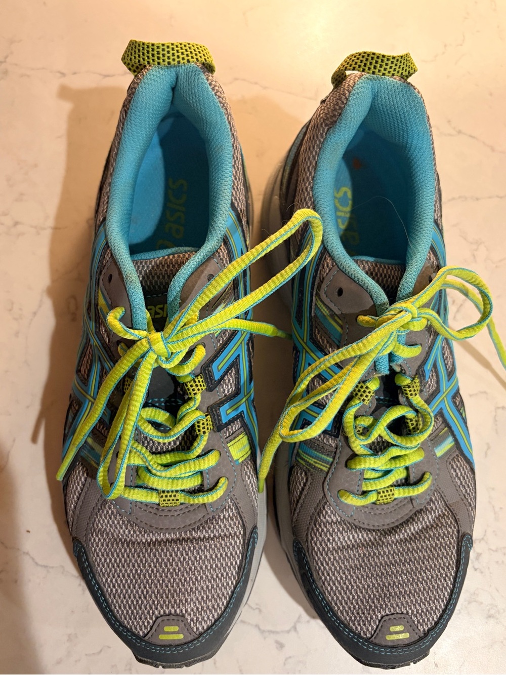 ASICS Gel Venture 5 Gray, Blue & Neon Yellow Women's Running Shoes